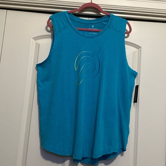 peloton Tops - NWT Peloton Sleeveless Workout Top Womens 1X Teal cotton Gym shirt Activewear